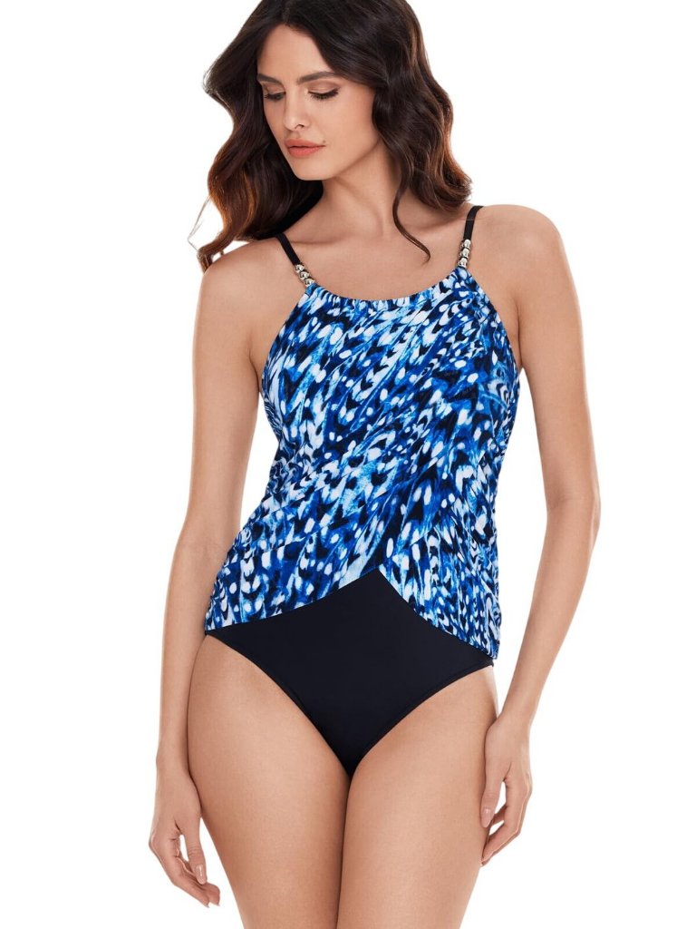 Nwt Magicsuit Standard Quill Lisa One Piece Swimsuit 6019355 Blue / Multi 16
